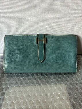 Hermes Bearn Classic Wallet in Blue/Green